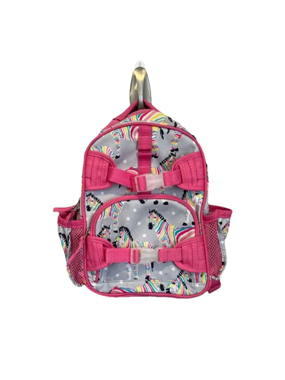 Pottery Barn Kids Mackenzie Mini Backpack Toddlers Gray Pink Zebra Rainbow